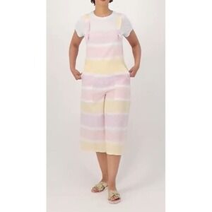 Attitudes by Renee Seersucker Overall & Como Jersey Tee‎ Multicolor 1X